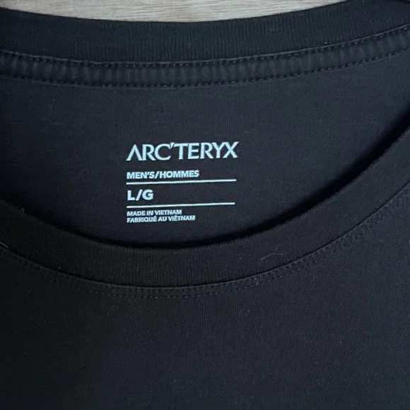ARC'TERYX men's long sleeve tee size L large black white graphic print logo - Picture 3 of 4
